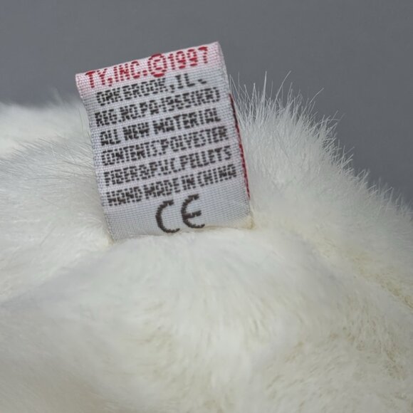 Vintage TY Beanie Buddies White Holiday Bear 1997 Knit Hat Scarf Green Red 14" - Picture 5 of 8